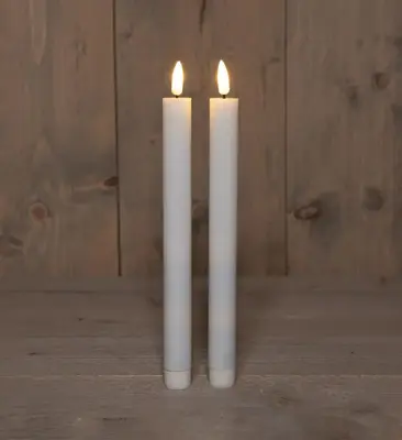 Anna's Collection LED dinerkaars 3d flame 25 cm wit 2 stuks - afbeelding 1