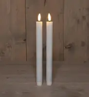 Anna's Collection LED dinerkaars 3d flame 25 cm wit 2 stuks - afbeelding 1