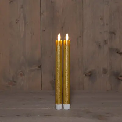 Anna's Collection LED dinerkaars 3d flame rustiek 23 cm goud 2 stuks - afbeelding 3