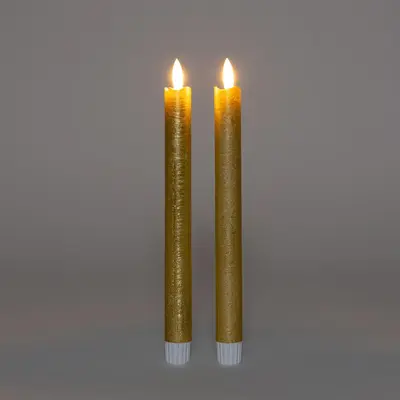 Anna's Collection LED dinerkaars 3d flame rustiek 23 cm goud 2 stuks - afbeelding 4
