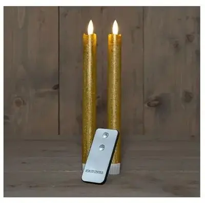 Anna's Collection LED dinerkaars 3d flame rustiek 23 cm goud 2 stuks - afbeelding 2