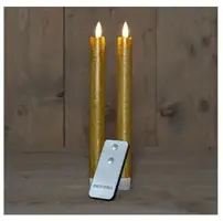 Anna's Collection LED dinerkaars 3d flame rustiek 23 cm goud 2 stuks - afbeelding 2
