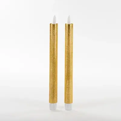 Anna's Collection LED dinerkaars 3d flame rustiek 23 cm goud 2 stuks - afbeelding 1