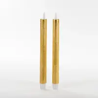 Anna's Collection LED dinerkaars 3d flame rustiek 23 cm goud 2 stuks - afbeelding 1