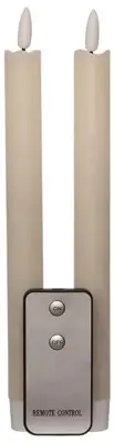Anna's Collection LED dinerkaars 3d flame rustiek 23 cm ivoor 2 stuks - afbeelding 1