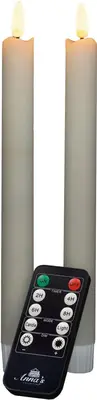 Anna's Collection LED dinerkaars 3D flame rustiek 23 cm ivoor 2 stuks - afbeelding 1