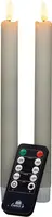 Anna's Collection LED dinerkaars 3D flame rustiek 23 cm ivoor 2 stuks - afbeelding 1
