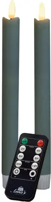 Anna's Collection LED dinerkaars 3D flame rustiek 23 cm jade groen 2 stuks - afbeelding 1