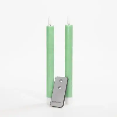 Anna's Collection LED dinerkaars 3D flame rustiek 23 cm jade groen 2 stuks - afbeelding 2