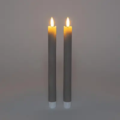 Anna's Collection LED dinerkaars 3d flame rustiek 23 cm taupe 2 stuks - afbeelding 4