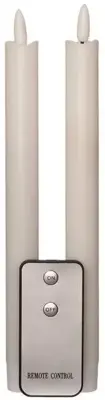 Anna's Collection LED dinerkaars 3d flame rustiek 23 cm wit 2 stuks - afbeelding 1