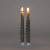 Anna's Collection LED dinerkaars 3d flame swirl rustiek 23 cm taupe 2 stuks - afbeelding 4
