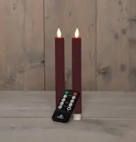 Anna's Collection LED dinerkaars flame effect ribbel 23 cm bordeaux 2 stuks - afbeelding 1