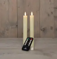 Anna's Collection LED dinerkaars flame effect ribbel 23 cm ivoor 2 stuks - afbeelding 1