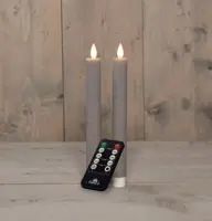 Anna's Collection LED dinerkaars flame effect ribbel 23 cm taupe 2 stuks - afbeelding 1