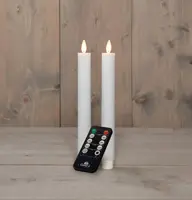 Anna's Collection LED dinerkaars flame effect ribbel 23 cm wit 2 stuks - afbeelding 1