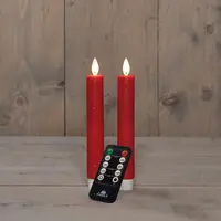 Anna's Collection LED dinerkaars flame effect rustiek 18 cm rood 2 stuks - afbeelding 1