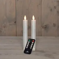 Anna's Collection LED dinerkaars flame effect rustiek 18 cm parel 2 stuks - afbeelding 2