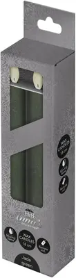 Anna's Collection LED dinerkaars flame effect rustiek 18 cm jade groen 2 stuks - afbeelding 1