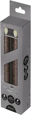 Anna's Collection LED dinerkaars flame effect rustiek 18 cm brons 2 stuks - afbeelding 1