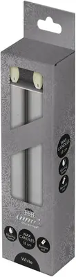 Anna's Collection LED dinerkaars flame effect rustiek 18 cm wit 2 stuks - afbeelding 1