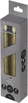 Anna's Collection LED dinerkaars flame effect rustiek 18 cm goud 2 stuks - afbeelding 1