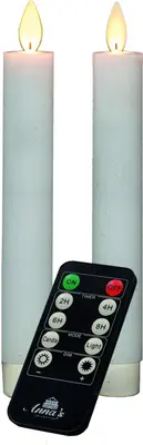 Anna's Collection LED dinerkaars flame effect rustiek 18 cm wit 2 stuks - afbeelding 2