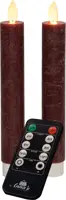 Anna's Collection LED dinerkaars flame effect rustiek 18 cm bordeaux 2 stuks - afbeelding 2