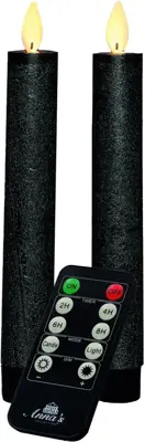 Anna's Collection LED dinerkaars flame effect rustiek 18 cm antraciet 2 stuks - afbeelding 2