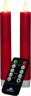 Anna's Collection LED dinerkaars flame effect rustiek 18 cm rood 2 stuks - afbeelding 2