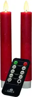 Anna's Collection LED dinerkaars flame effect rustiek 18 cm rood 2 stuks - afbeelding 2