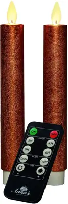 Anna's Collection LED dinerkaars flame effect rustiek 18 cm koper 2 stuks - afbeelding 2
