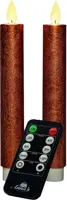 Anna's Collection LED dinerkaars flame effect rustiek 18 cm koper 2 stuks - afbeelding 2