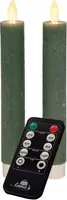 Anna's Collection LED dinerkaars flame effect rustiek 18 cm jade groen 2 stuks - afbeelding 2