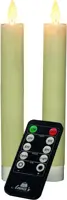 Anna's Collection LED dinerkaars flame effect rustiek 18 cm ivoor 2 stuks - afbeelding 2