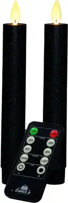 Anna's Collection LED dinerkaars flame effect rustiek 18 cm zwart 2 stuks - afbeelding 2