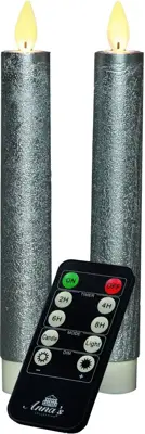 Anna's Collection LED dinerkaars flame effect rustiek 18 cm zilver 2 stuks - afbeelding 2