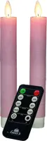 Anna's Collection LED dinerkaars flame effect rustiek 18 cm lichtroze 2 stuks - afbeelding 2