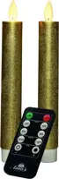 Anna's Collection LED dinerkaars flame effect rustiek 18 cm goud 2 stuks - afbeelding 2