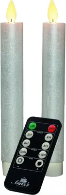 Anna's Collection LED dinerkaars flame effect rustiek 18 cm parel 2 stuks - afbeelding 2