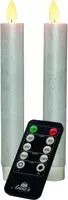 Anna's Collection LED dinerkaars flame effect rustiek 18 cm parel 2 stuks - afbeelding 2