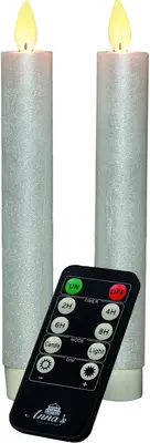 Anna's Collection LED dinerkaars flame effect rustiek 18 cm parel 2 stuks - afbeelding 3