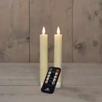 Anna's Collection LED dinerkaars flame effect rustiek 18 cm ivoor 2 stuks - afbeelding 1