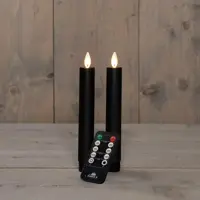 Anna's Collection LED dinerkaars flame effect rustiek 18 cm zwart 2 stuks - afbeelding 1