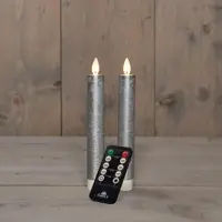 Anna's Collection LED dinerkaars flame effect rustiek 18 cm zilver 2 stuks - afbeelding 1