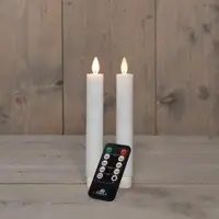 Anna's Collection LED dinerkaars flame effect rustiek 18 cm wit 2 stuks - afbeelding 1