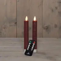 Anna's Collection LED dinerkaars flame effect rustiek 18 cm bordeaux 2 stuks - afbeelding 1
