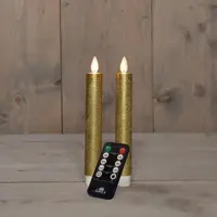 Anna's Collection LED dinerkaars flame effect rustiek 18 cm goud 2 stuks - afbeelding 1