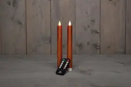 Anna's Collection LED dinerkaars flame effect rustiek 23 cm koper 2 stuks - afbeelding 1