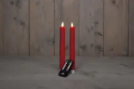 Anna's Collection LED dinerkaars flame effect rustiek 23 cm rood 2 stuks - afbeelding 1